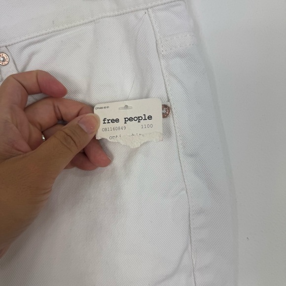 We The Free People White Denim Distressed Raw Edge Open Knee Button Fly Jeans 30 - Picture 8 of 16